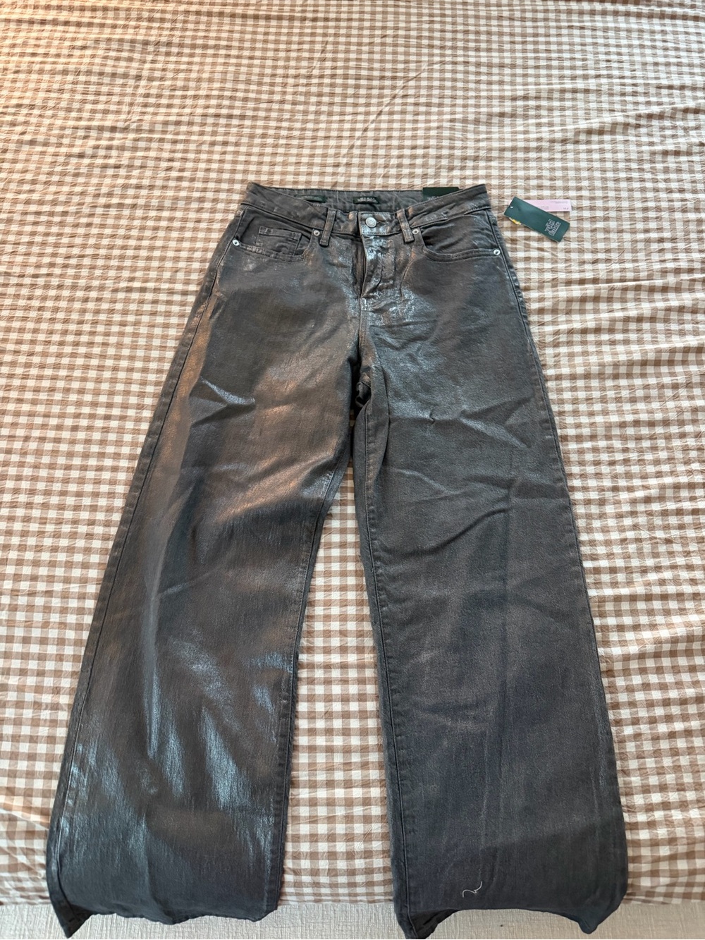 wild fable Black Wide-Leg Shiny Jeans